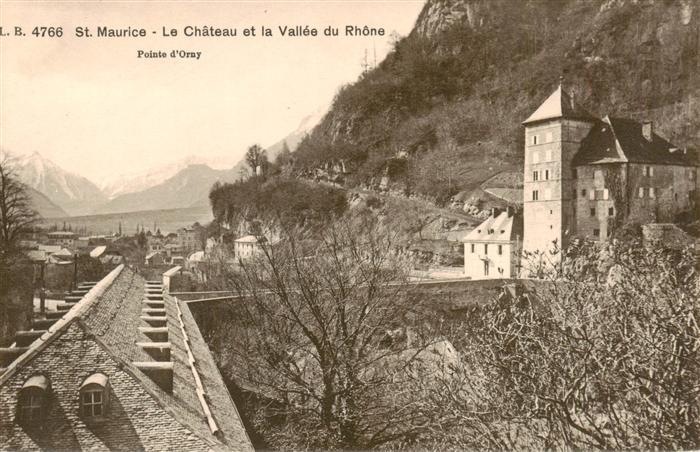 St Maurice  Valais VS Le Chateau et la Vallee du Rhone Pointe d'Orny