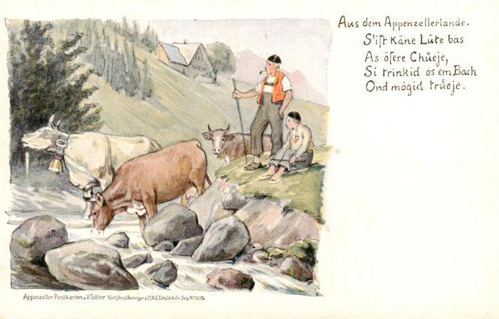 Appenzeller Land IR Kuehe mit Kuhhirten