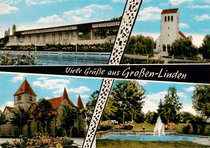 Grossen-Linden Linden Hessen Schwimmbad Kirchen Park Brunnen