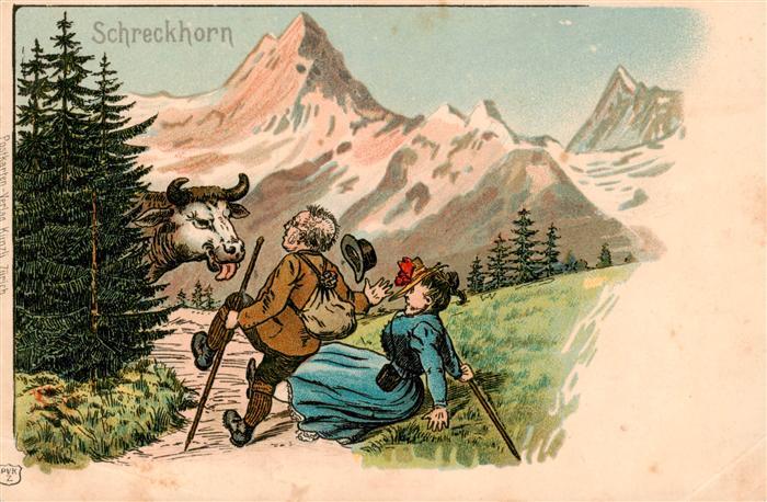 Schreckhorn Grosses-Schreckhorn 4078m BE Illustration Karikatur