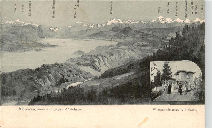 Albishorn 915m ZH Blick zum Zuerichsee Wirtschaft zum Albishorn