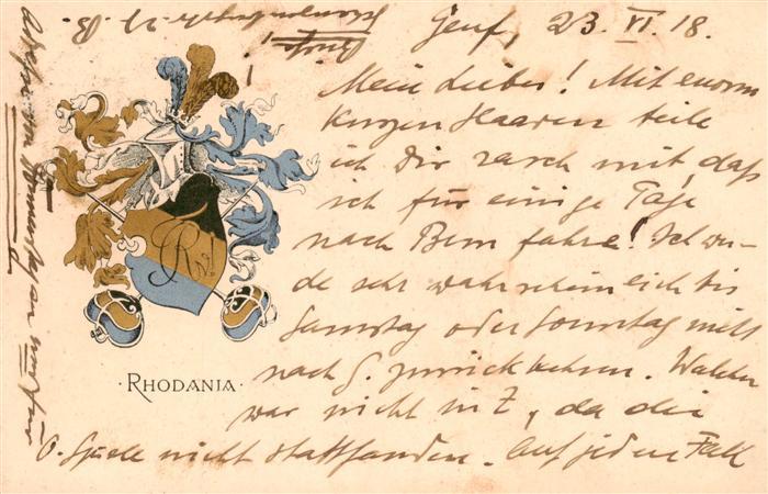 Geneve GE Wappen der Burschenschaft Rhodania