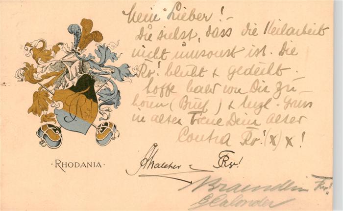 Geneve GE Wappen der Burschenschaft Rhodania