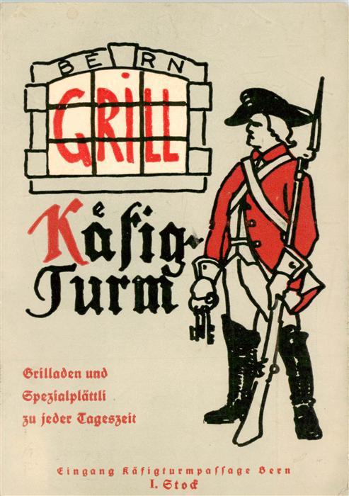 Bern BE Kaefig Turm Grilladen und Spezialplaettli Kaefigturmpassage