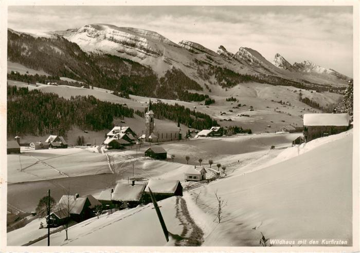 Wildhaus  SG Winterpanorama mit Blick auf die Churfirsten