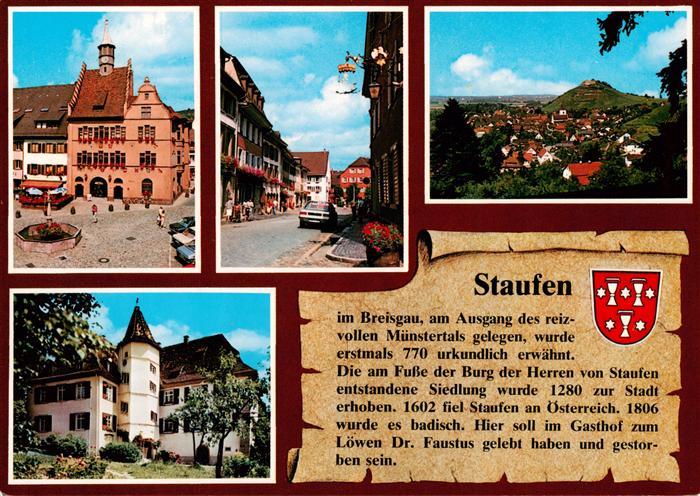 Staufen  Breisgau Rathaus mit Marktbrunnen Hauptstrasse Stadtblick Schloss