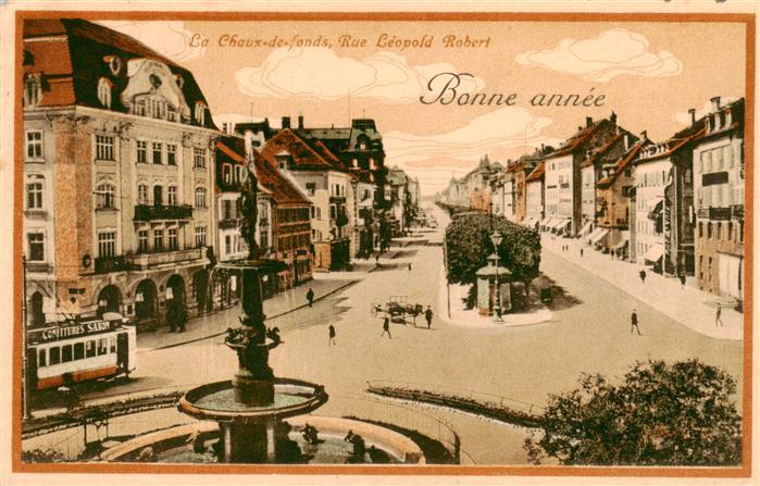 La Chaux-de-Fonds NE Rue Léopold Robert Bonne année Neujahrskarte