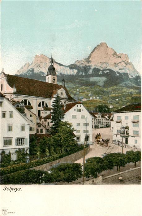 Schwyz SZ Ortsansicht mit Kirche