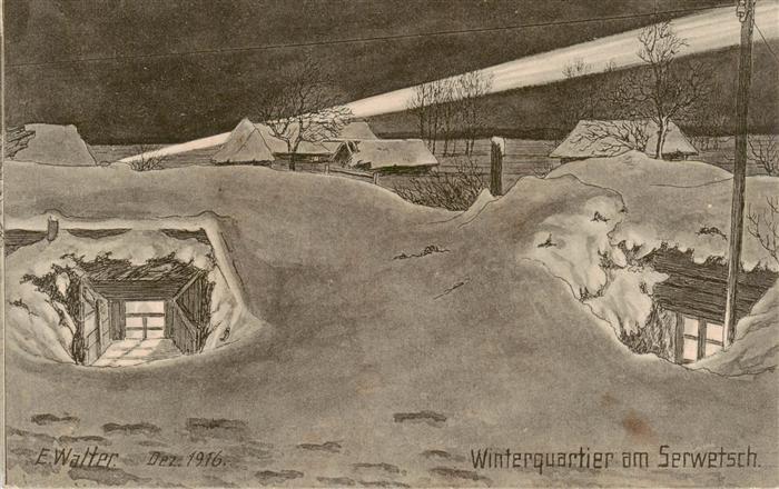 Serwetsch Bialowies PL Winterquartier E. Walter Kuenstlerkarte