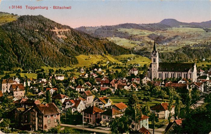 Buetschwil SG Ortsansicht mit Kirche