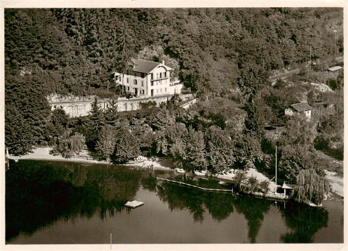 Agno Lago di Lugano TI Albergo Lido Vallone Fliegeraufnahme