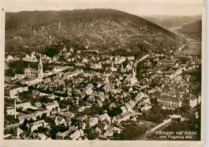 Ettlingen Fliegeraufnahme mit Albtal