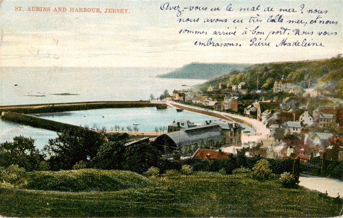 Saint Aubins and Harbour Kuestenpanorama Hafen