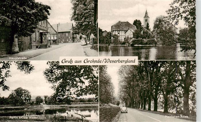 Grohnde Hauptstrasse Kirche Weserpartie Plantanen Allee