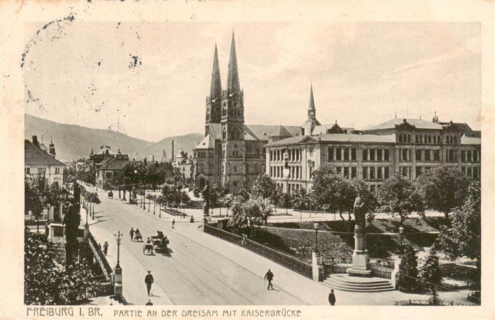 Freiburg Breisgau Partie an der Dreisam mit Kaiserbruecke