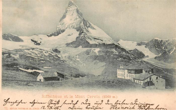 Zermatt VS Riffelhaus Berghaus mit Matterhorn