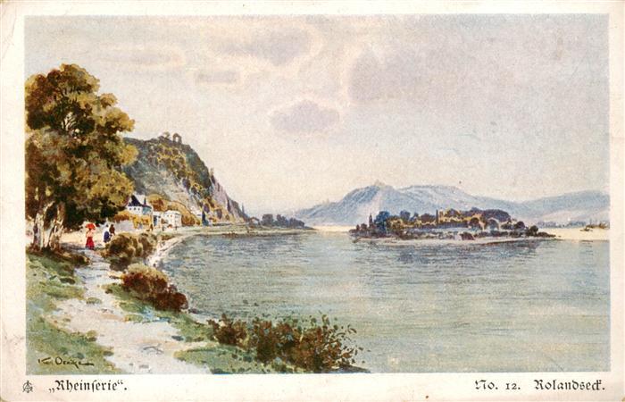 Rolandseck Remagen Rheinserie Kuenstlerkarte