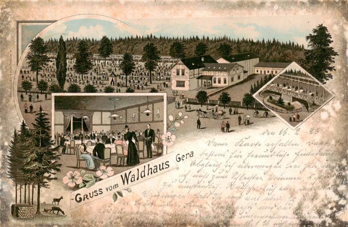 Gera  Thueringen Waldhaus Restaurant Festsaal Litho Deutsche Reichspost
