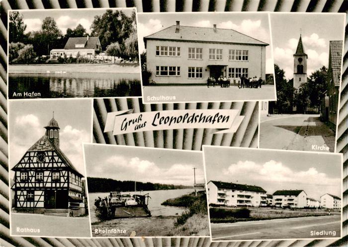 Leopoldshafen Eggenstein-Leopoldshafen Am Hafen Schulhaus Kirche Rathaus Rheinfa
