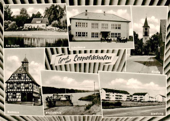 Leopoldshafen Eggenstein-Leopoldshafen Am Hafen Schulhaus Kirche Rathaus Rheinfa