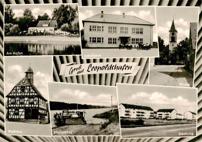 Leopoldshafen Eggenstein-Leopoldshafen Am Hafen Schulhaus Kirche Rathaus Rheinfa
