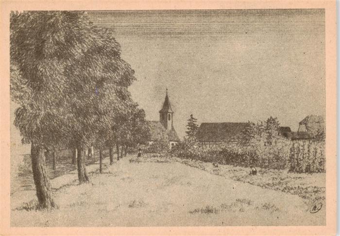 Beiertheim Karlsruhe Der heimilige Vorort Zeichnung von W. Jaeger Kuenstlerkarte