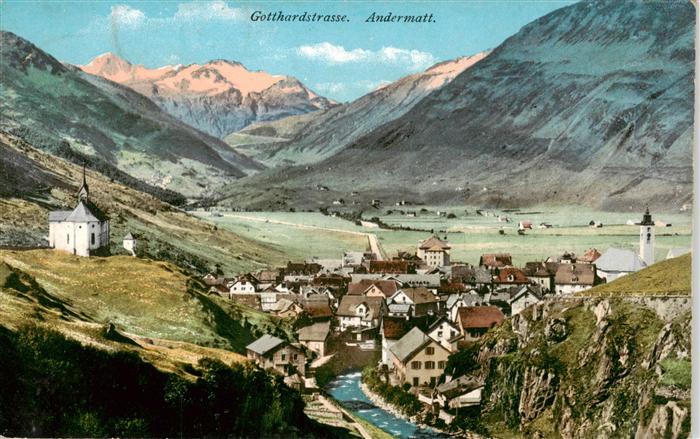 Andermatt UR Panorama Gotthardstrasse