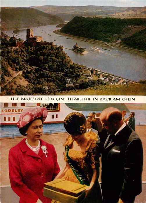 Kaub Caub Rhein Panorama Empfang von Ihre Majestaet Koenigin Elizabeth II
