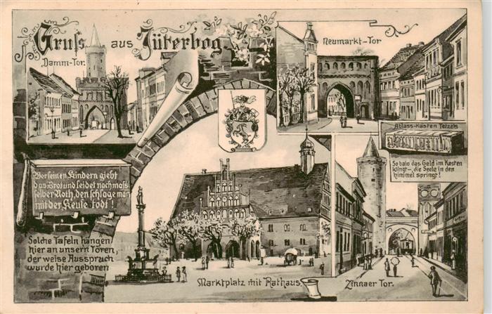 Jueterbog Damm Tor Neumarkt Tor Marktplatz Rathaus Zinnser Tor Feldpost
