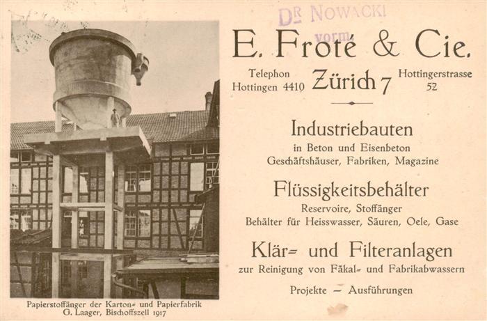 Bischofszell TG Papierstoffaenger der Karton und Papierfabrik G Laager