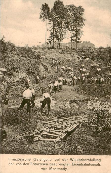 Montmedy 55 Meuse Franzoesische Gefangene bei der Wiederherstellung des gespreng