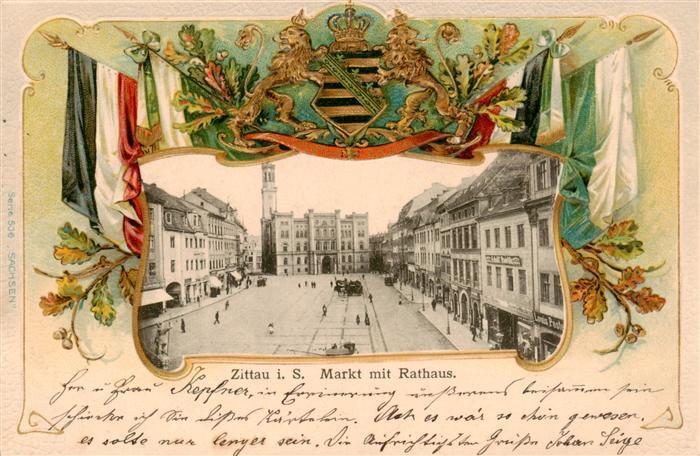 Zittau Sachsen Markt mit Rathaus