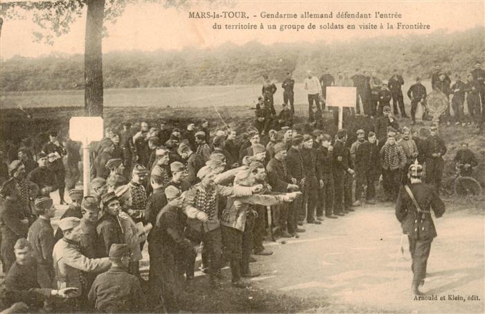Mars-la-Tour 54 Meurthe-et-Moselle Gendarme allemand defendant l’entree du terri