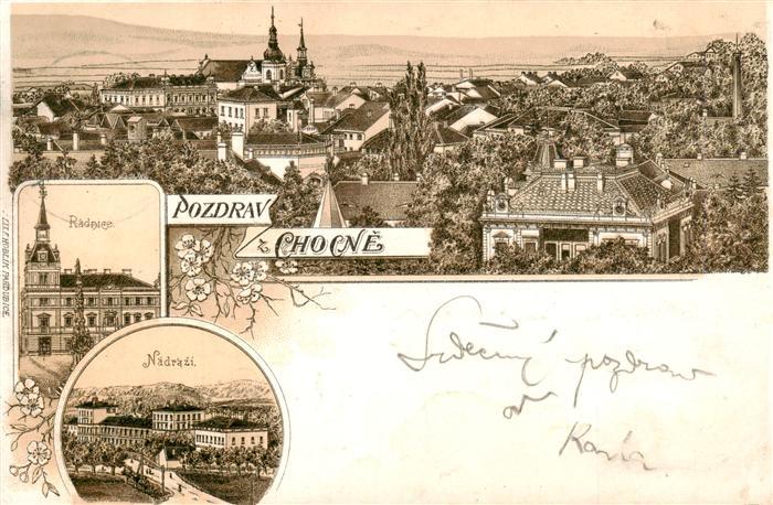 Chocen Chotzen CZ Panorama Radnice Nadrazi