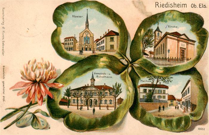 Riedisheim 68 Alsace Kloster Kirche Gemeinde und Schulhaus P