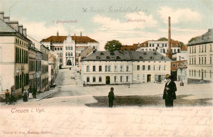 Treuen Vogtland Sachsen Buergerschule Marktplatz