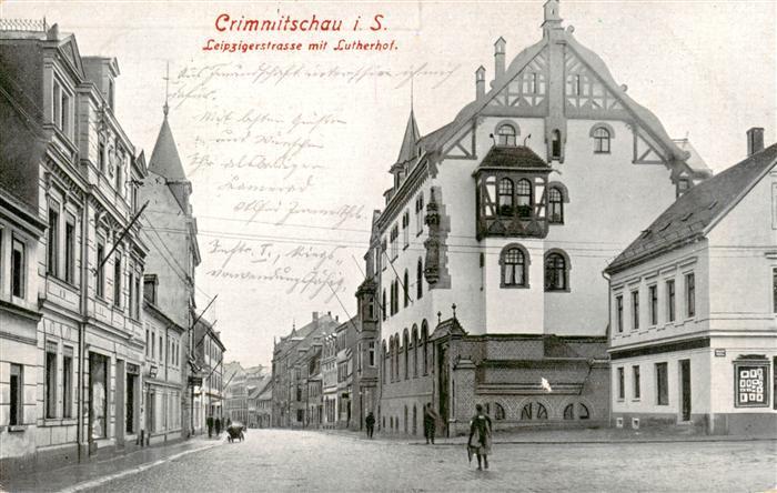 Crimmitschau Sachsen Leipzigerstrasse mit Lutherhof
