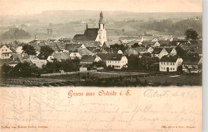 Ostritz Sachsen Stadtpanorama mit Kirche