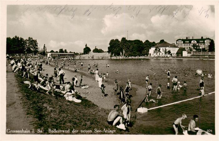 Grossenhain Sachsen Badestrand der neuen Seeanlage Feldpost