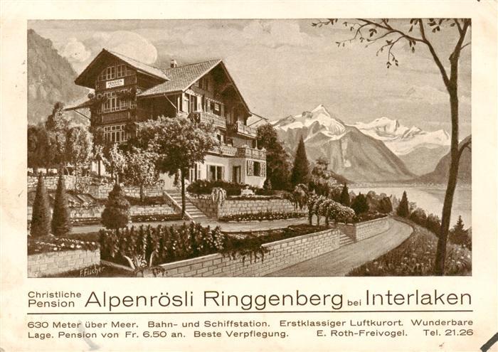Interlaken BE Pension Alpenroesli Ringgenberg Alpen Kuenstlerkarte