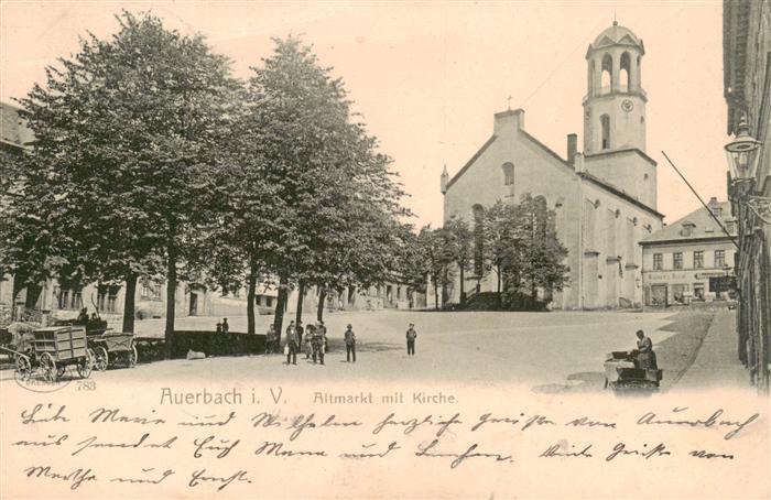 Auerbach  Vogtland Altmarkt mit Kirche