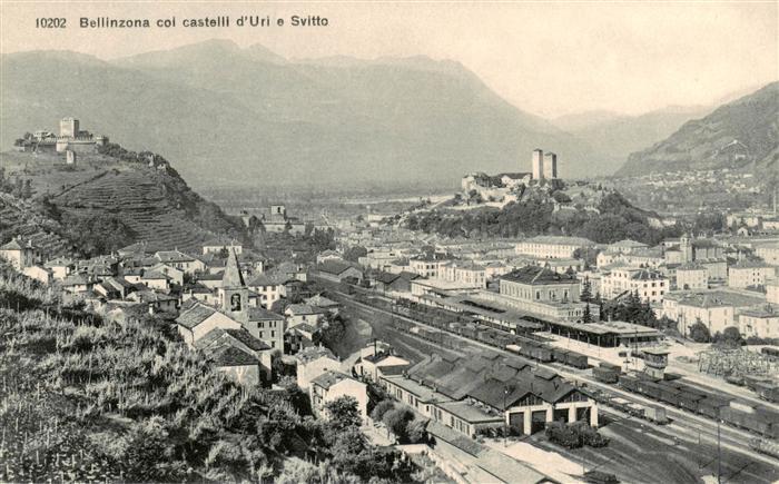 Bellinzona TI col castelli d’Uri e Svitto