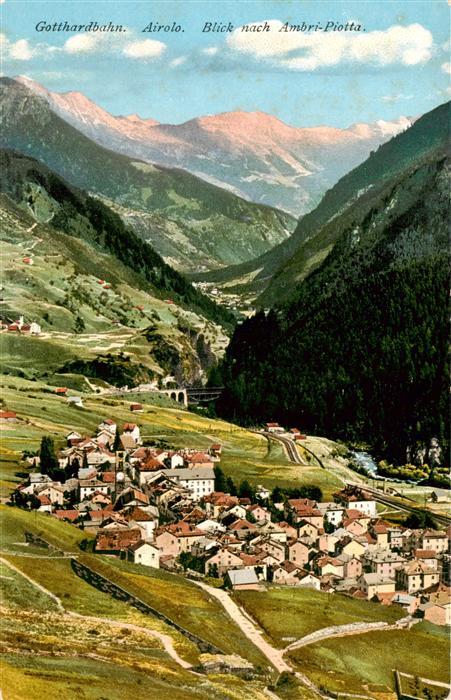 Airolo TI Gotthardbahn Blick nach Ambri Piotta