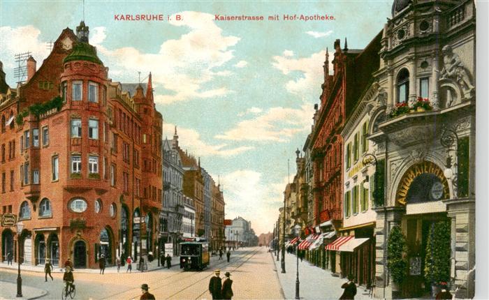 Karlsruhe Baden Kaiserstrasse mit Hof Apotheke