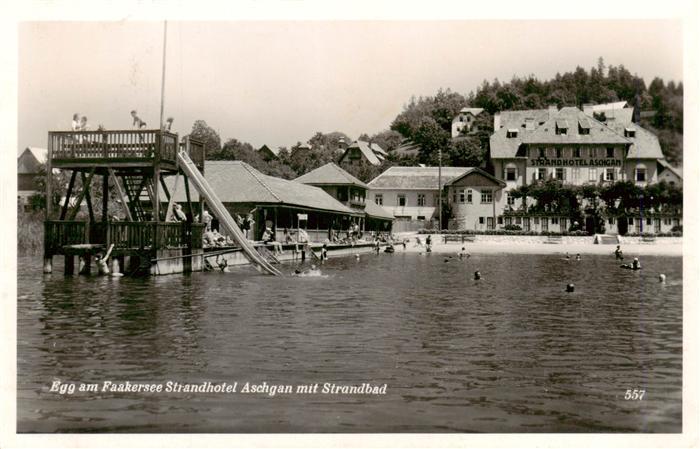 Egg Faakersee Kaernten AT Strandhotel Aschgau mit Strandbad