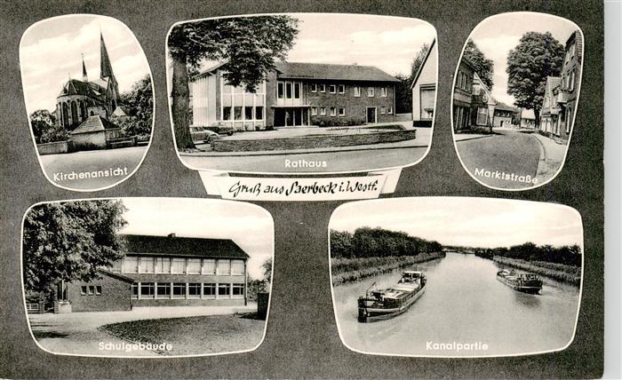 Saerbeck Kirchenansicht Rathaus Marktstrasse Schulgebaeude Kanalpartie