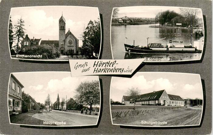 Harkenberg Kirche Kanalpartie Hauptstrasse Schulgebaeude