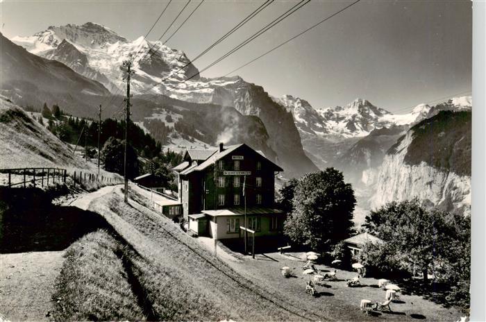 Wengen  BE Hotel Schweizerheim mit Jungfrau und Breithorn