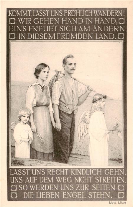 Kuenstlerkarte Nr. 18 Meta Loewe Engel Kinder