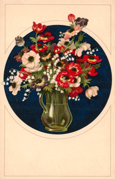 Kuenstlerkarte 2192 Meisster Buch Blumen Vase